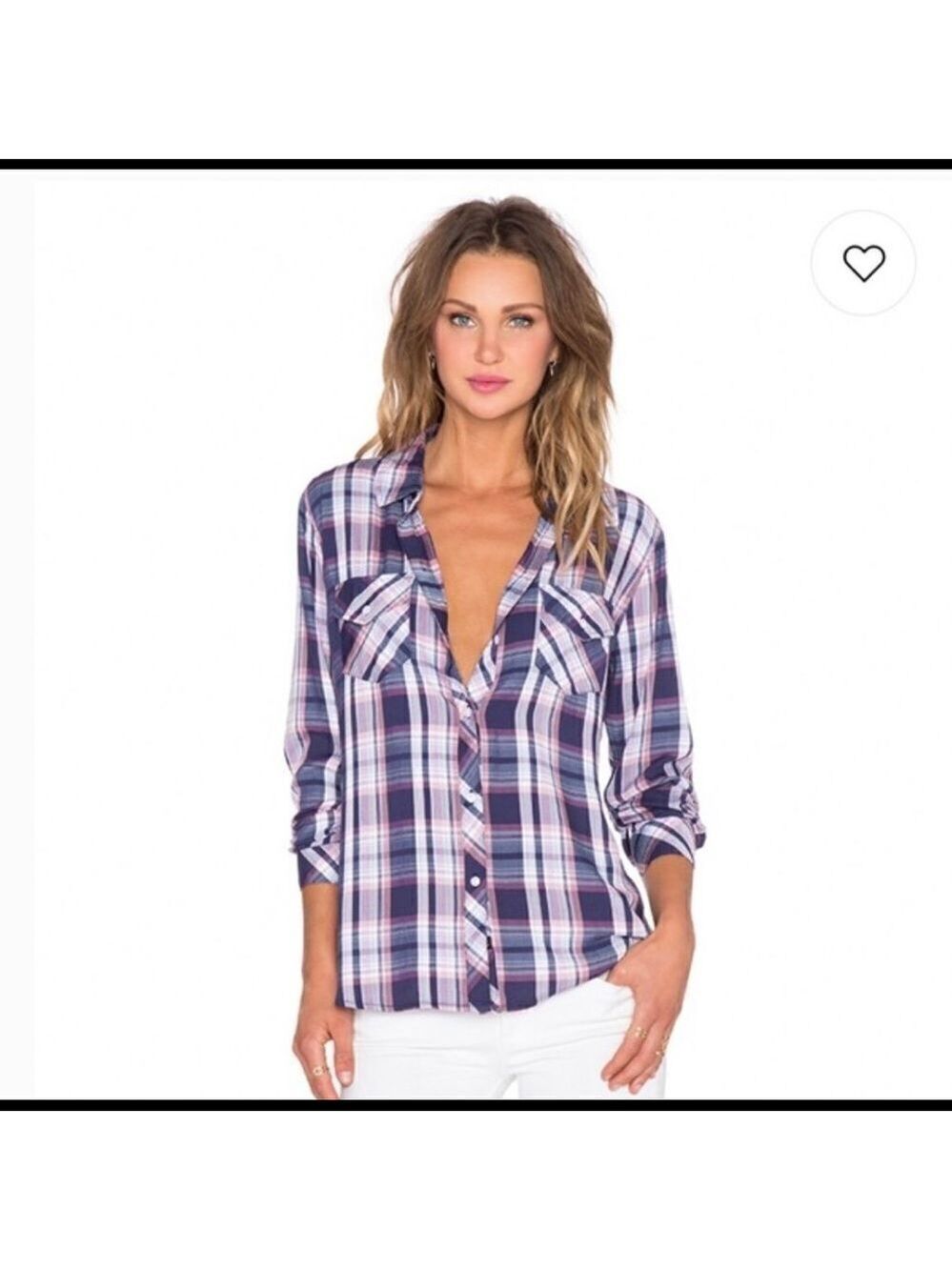 Rails Carmen Plaid Rayon Button Down Top